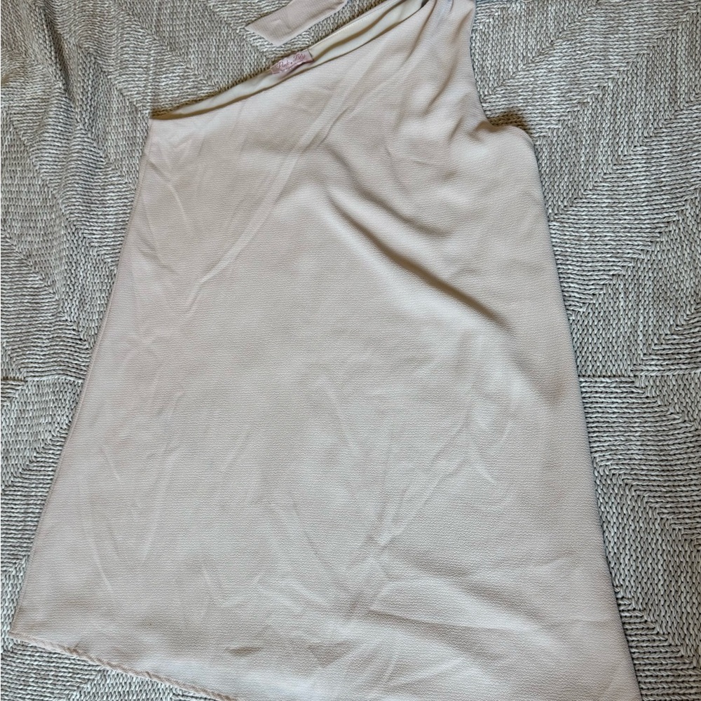 Pink Lily Cream One-Shoulder Dress